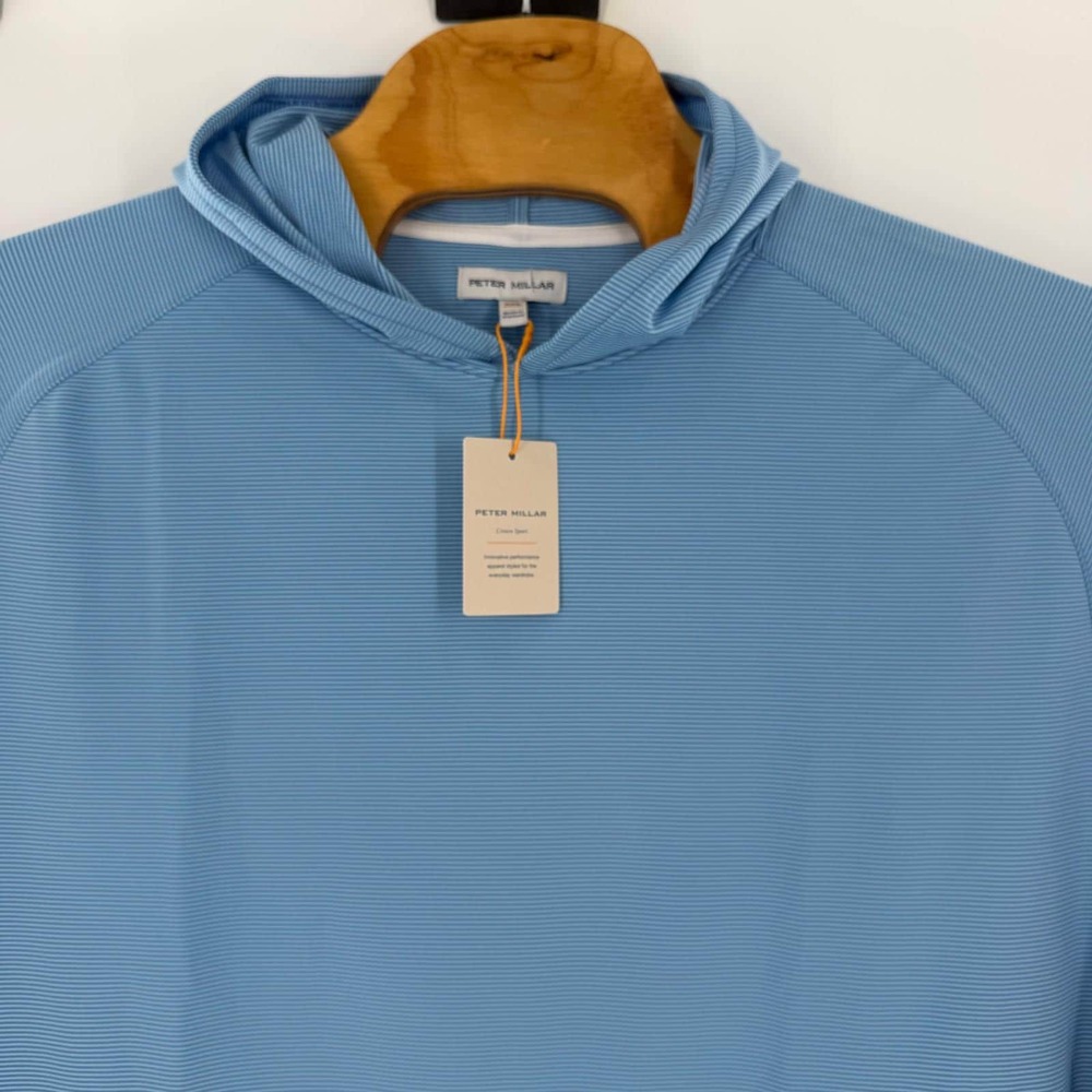 Peter Millar Crown Sport Mens XXL Etide Blue Stripe Performance Hoodie MF23EK45B - Picture 7 of 13
